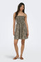 Front image of a model wearing Emma smock dress in leopard, by brand Only