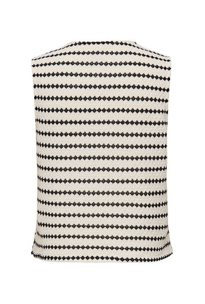 Back image of the Eva sl short stripe vest in off white, by brand Only