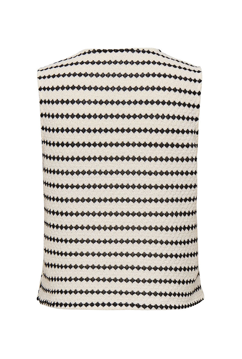 Back image of Eva sl short stripe vest in off white, by brand Only