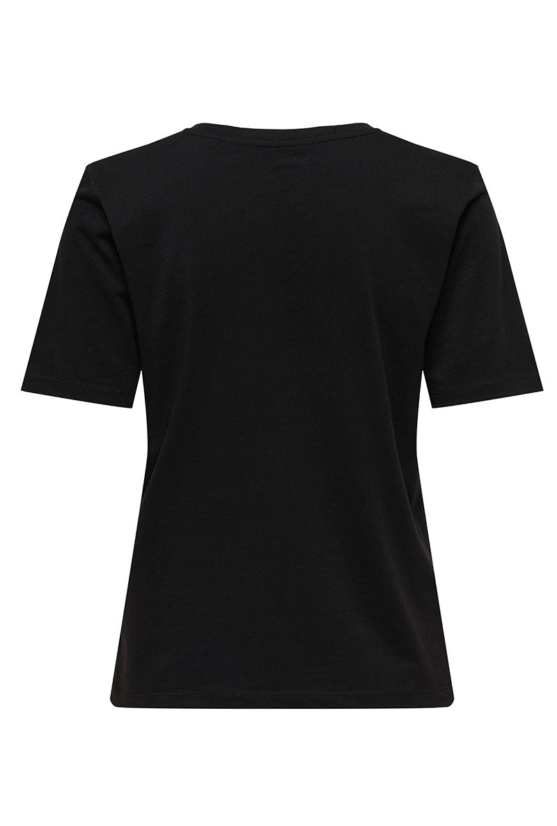 Back image of Happy ss oneck tee in black, by brand Only