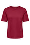 Front image of Happy ss oneck tee in burgundy, by brand Only