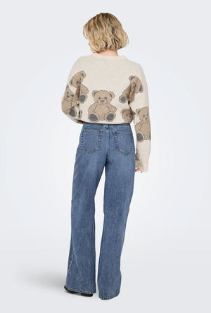 Back image of a model wearing the Hope mw wide jeans in denim, by brand Only