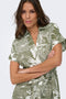 Front image of a model wearing the Jakari linen ss shirt dress in green, by brand Only