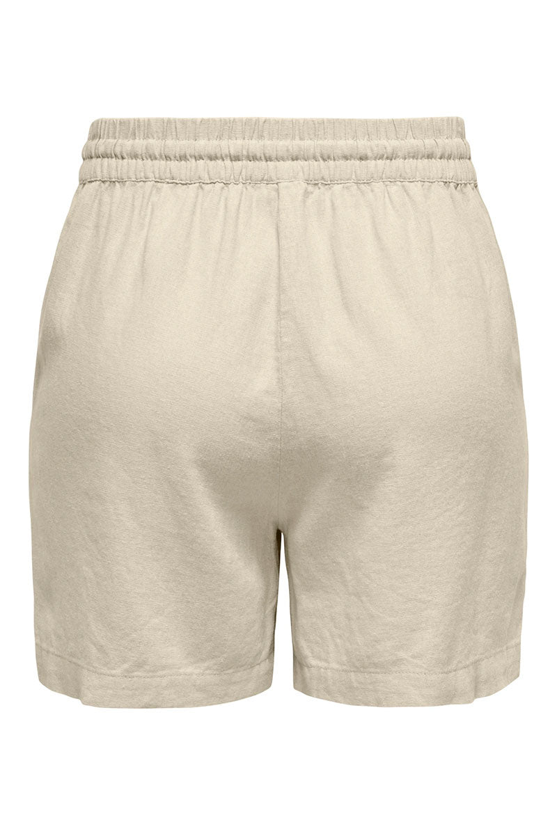 Back image of Jdy say hw linen string shorts in oat, by brand Jacqueline de yong