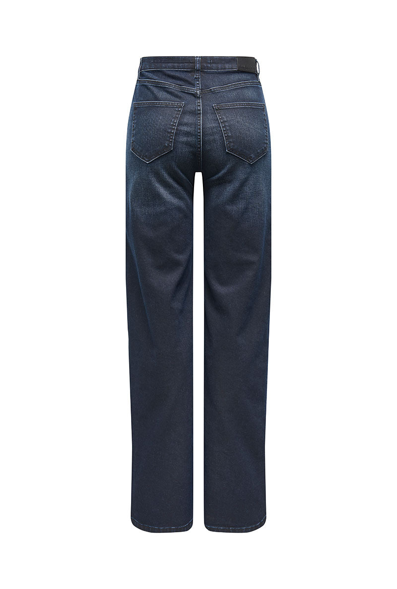 Back image of Juicy hw wide leg jeans in dark denim, by brand Only