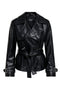 Front image of Julia faux leather belted jacket in black, by brand Only