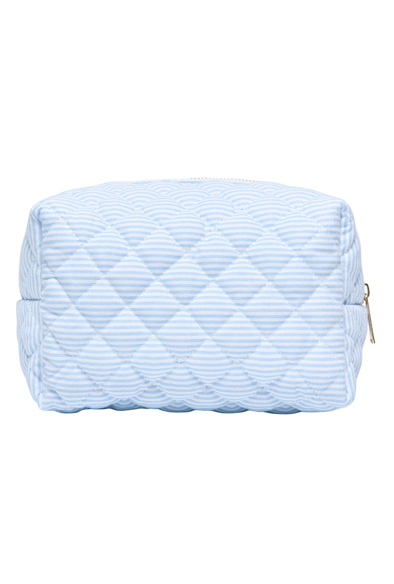 Back image of Kamilla quilted cosmetic bag in blue, by brand Only