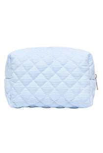 Back image of the Kamilla quilted cosmetic bag in blue, by brand Only