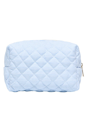 Back image of the Kamilla quilted cosmetic bag in blue, by brand Only