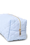 Zip detail image of the Kamilla quilted cosmetic bag in blue, by brand Only