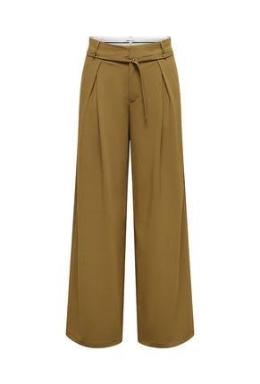 Front image of Lavina hw belt wide pant in brown, by brand Only