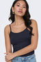 Front image of a model wearing the Lea sl new singlet in navy, by brand Only