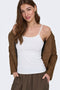Front image of a model wearing the Lea sl new singlet in white, by brand Only