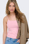 Front image of a model wearing the Lea sl new singlet in pink, by brand Only