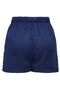 Back image of the Leoni seersucker pull up shorts in navy, by brand Only