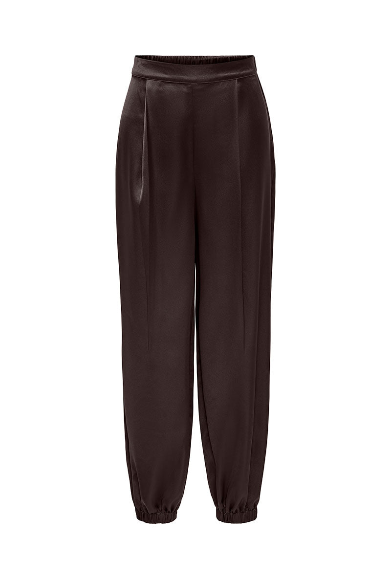 Front image of Lindona balloon fit pants in chocolate, by brand Only