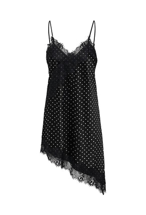 Front image of Lindona strap satin lace dress in black, by brand Only