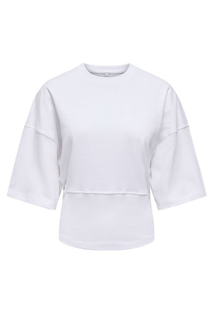 Front image of the Lumi ss top in white, by brand Only