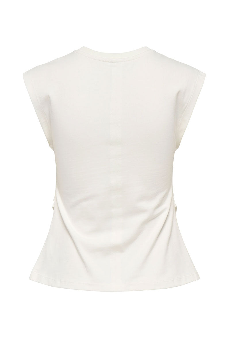 Back image of Marie s/l ruching top in off white, by brand Only