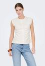 Image of MARIE S/L RUCHING TOP in off white, by brand ONLY