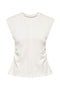 Front image of the Marie s/l ruching top in off white, by brand Only
