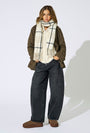 Image of MATHILDE CHECK FRINGE SCARF in grey, by brand ONLY