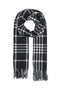 Front image of Mathilde check fringe scarf in black, by brand Only