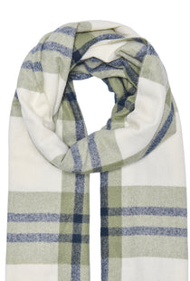 Detail image of the Mathilde check fringe scarf in green, by brand Only