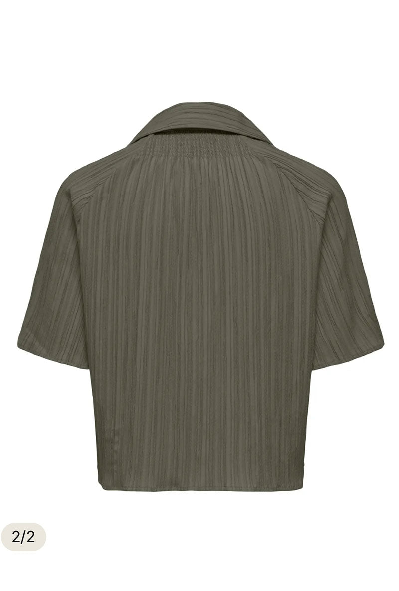 Back image of Munich ss crinkle shirt in olive, by brand Only