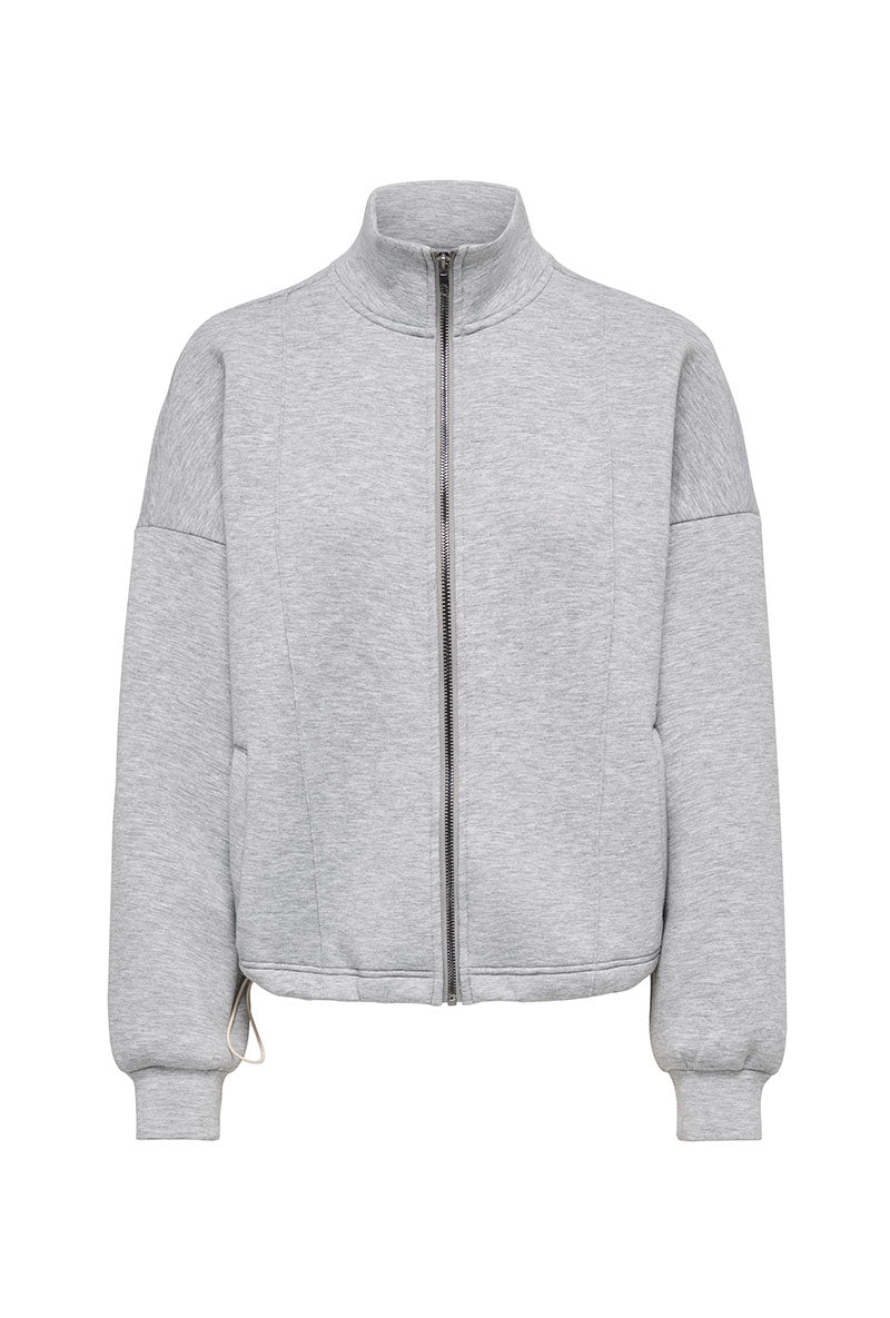 Front image of Nadja ls zip sweat in grey, by brand Only