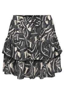 Front image of the Nova life short ruffle skirt in beige, by brand Only