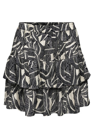 Front image of the Nova life short ruffle skirt in beige, by brand Only