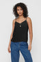 Front image of a model wearing Nova life viscose paris singlet in black, by brand Only
