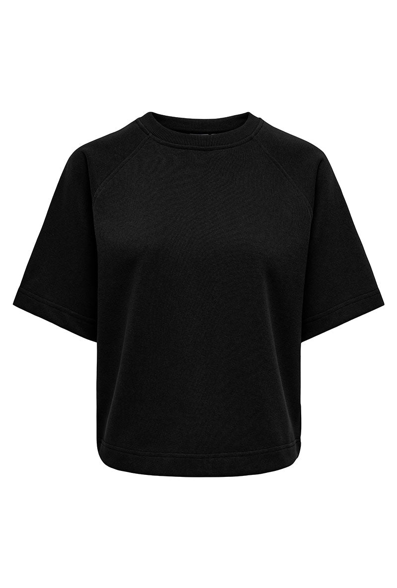 Front image of Ofelia ss raglan sweatshirt in black, by brand Only