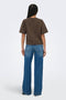 Back image of a model wearing the Ofelia ss raglan sweatshirt in brown, by brand Only