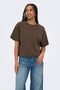 Front image of a model wearing Ofelia ss raglan sweatshirt in brown, by brand Only