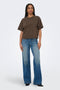 Front image of a model wearing the Ofelia ss raglan sweatshirt in brown, by brand Only