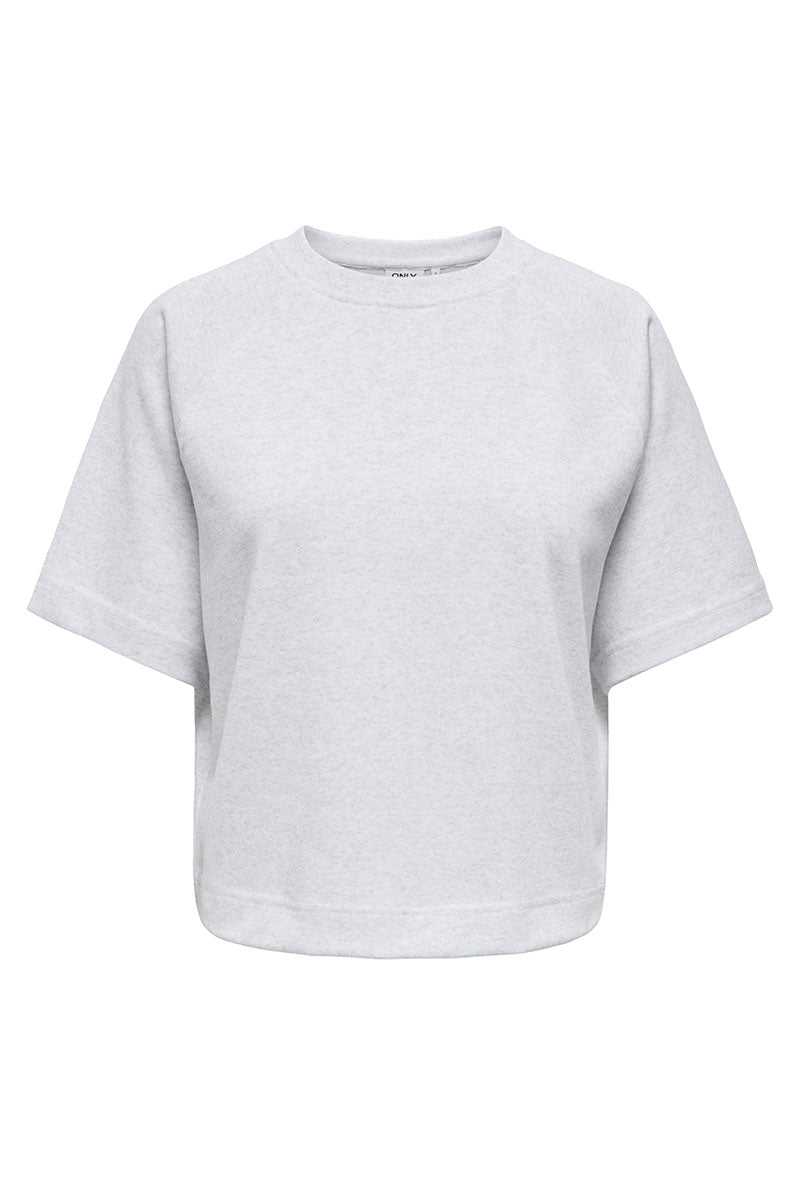 Front image of Ofelia ss raglan sweatshirt in light grey, by brand Only