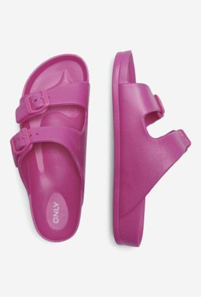 Front and sole image of Cristy sandal in pink, by brand Only