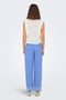 Back image of a model wearing the Only paula tulum emb trousers in blue, by brand Only