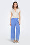 Front image of a model wearing the Only paula tulum emb trousers in blue, by brand Only