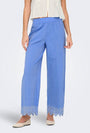 Image of ONLY PAULA TULUM EMB TROUSERS in blue, by brand ONLY