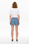 Back image of a model wearing the Pema life lycell denim shorts in denim, by brand Only