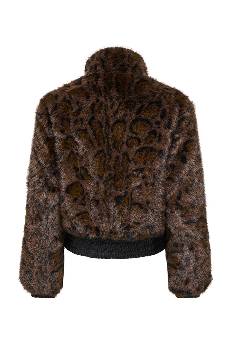 Back image of Rikke faux fur jacket in black, by brand Only