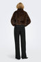 Back image of a model wearing the Rikke faux fur jacket in black, by brand Only