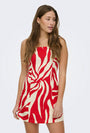 Image of SAKURA SHORT BANDEAU DRESS in red, by brand ONLY