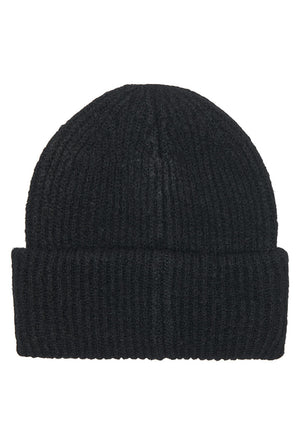 Back image of the Sara knit letter beanie in black, by brand Only