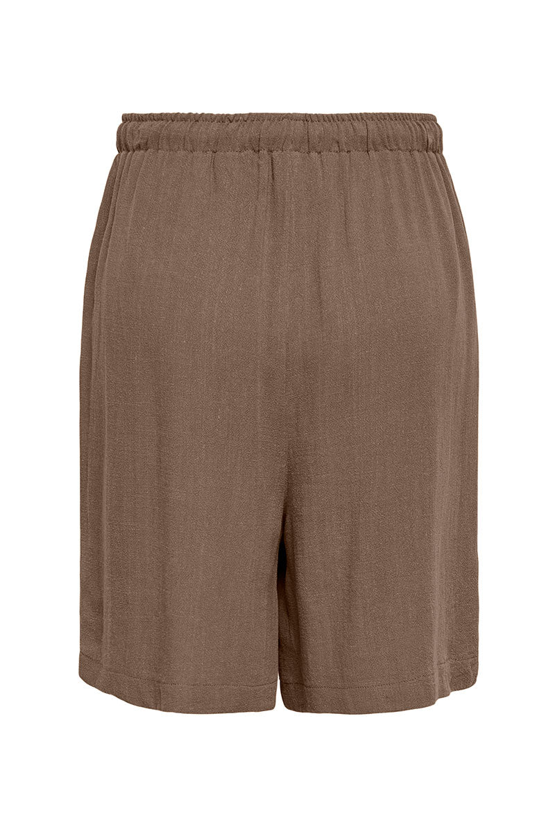 Back image of Siesta mw linen shorts in brown, by brand Only