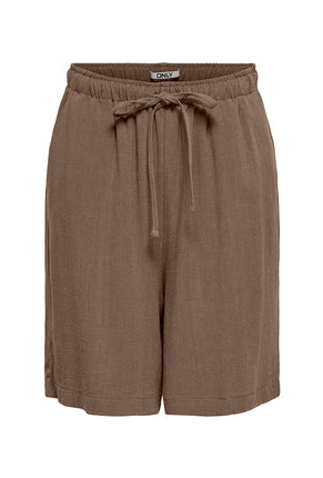 Front image of Siesta mw linen shorts in brown, by brand Only