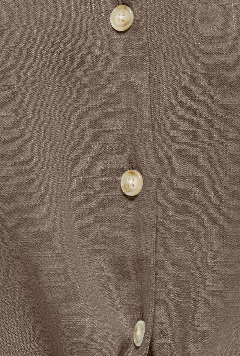 Detail image of Siesta ss knot linen shirt in brown, by brand Only